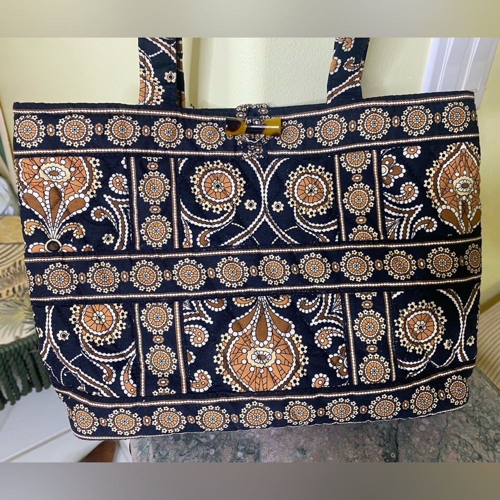 Vera Bradley Black and Beige Tote Bag clean and elegant